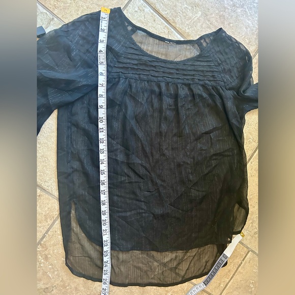 Sparkly Sheer Black Embroidered 3/4 Sleeve Top Blouse Shirt Size Medium See Pics - Picture 12 of 12
